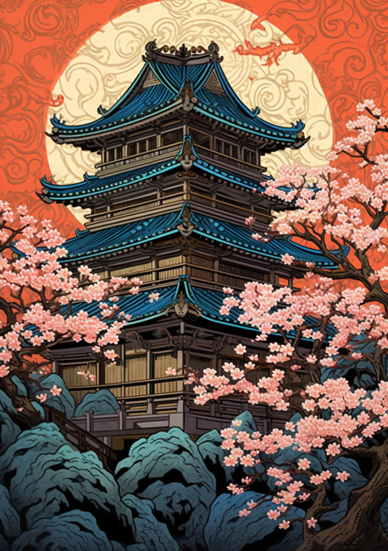 手绘插画中国风国潮滕王阁背景,插画/手绘图,插画/手绘图库,插画/手绘图下载,插画/手绘